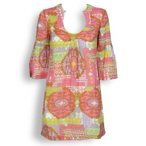 Trina Turk ‘Bonita’ Multi-Colored 3/4 Bell Sleeve Retro Mod Shift Dress